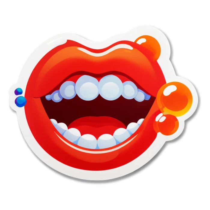 Mouth full of bubbles sticker