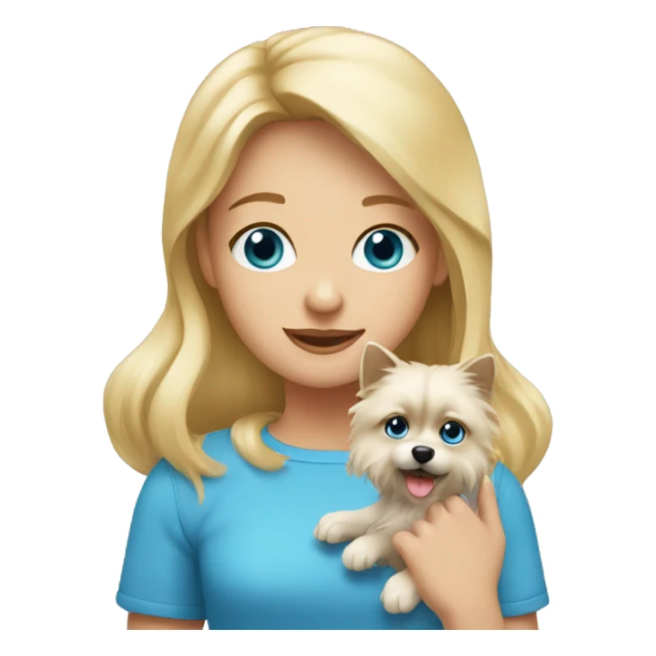 Blonde girl blue eyes holding spitz  sticker