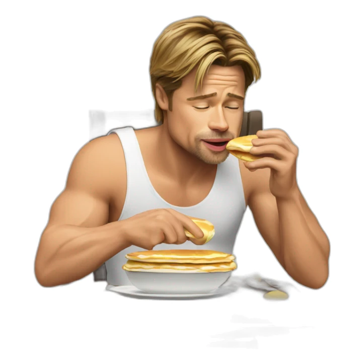 Brad Pitt eating pancakes sticker