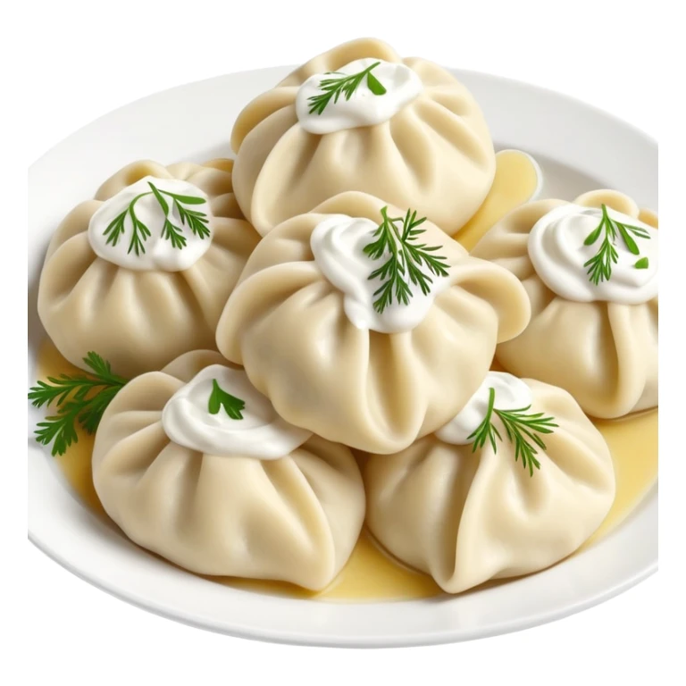 pelmeni dumplings with sour cream and dill sticker