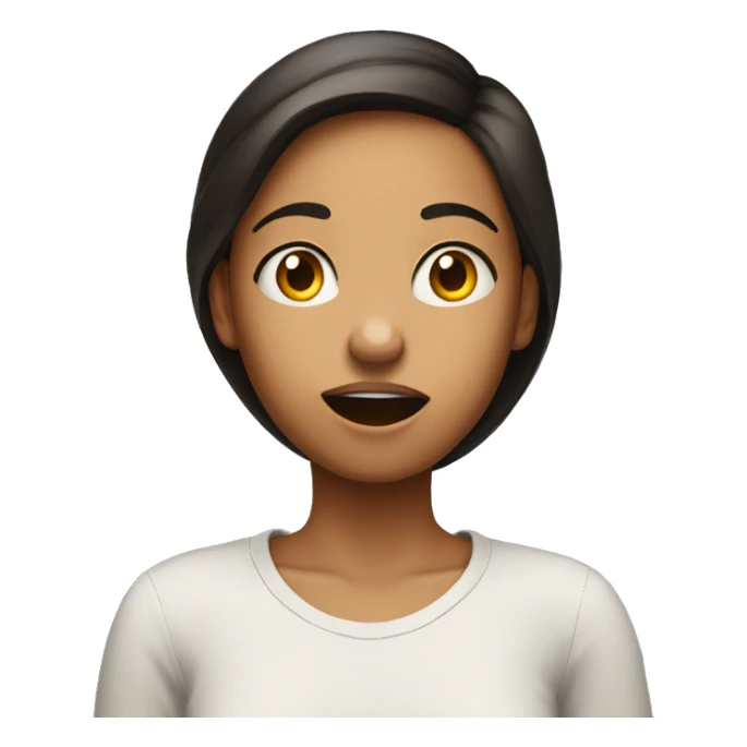 The girl is watched with a surprised face and a question mark above her head sticker