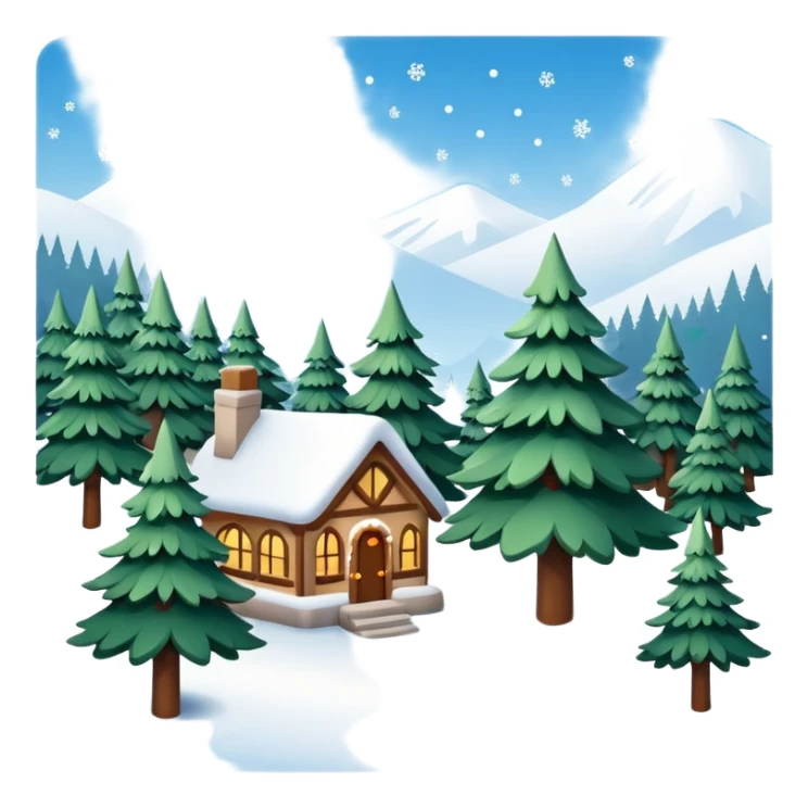 Pretty snow covered christmas scene sticker