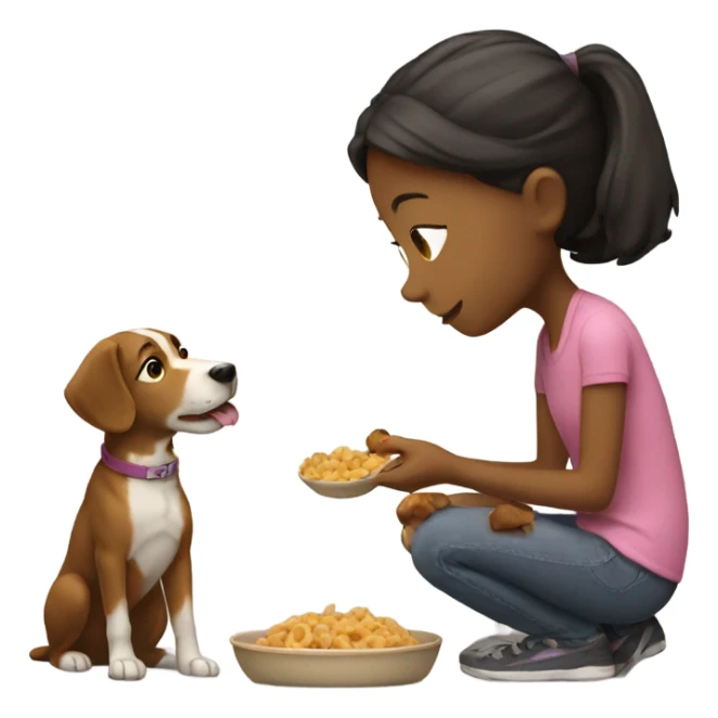 girl feeding the dog sticker