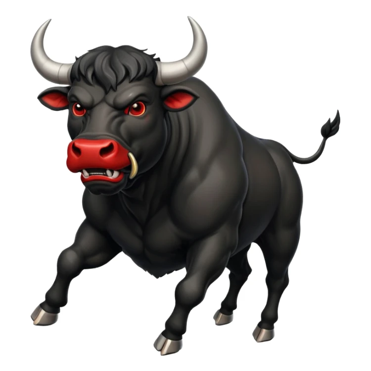 angry running black bull with red eyes sticker