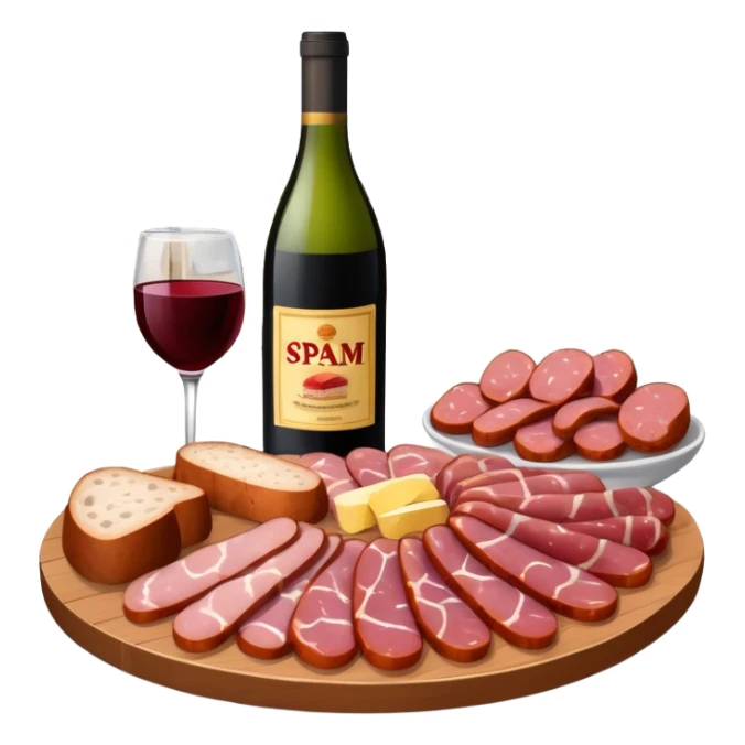 SPAM charcuterie and wine at a paris cafe scene landscape  sticker