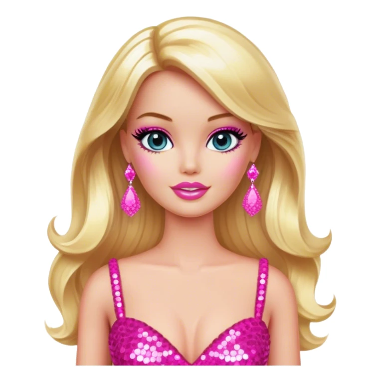 Glamorous blonde Barbie, hot pink sequin gown sticker