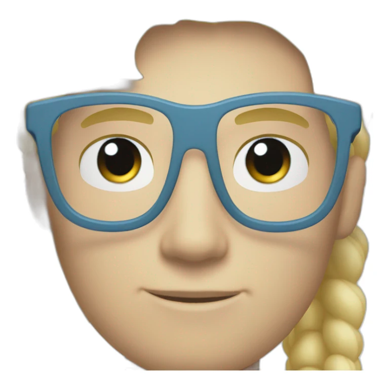 Pale white tech guy with short blonde hair and pale blue eyes and crystal glasses sticker