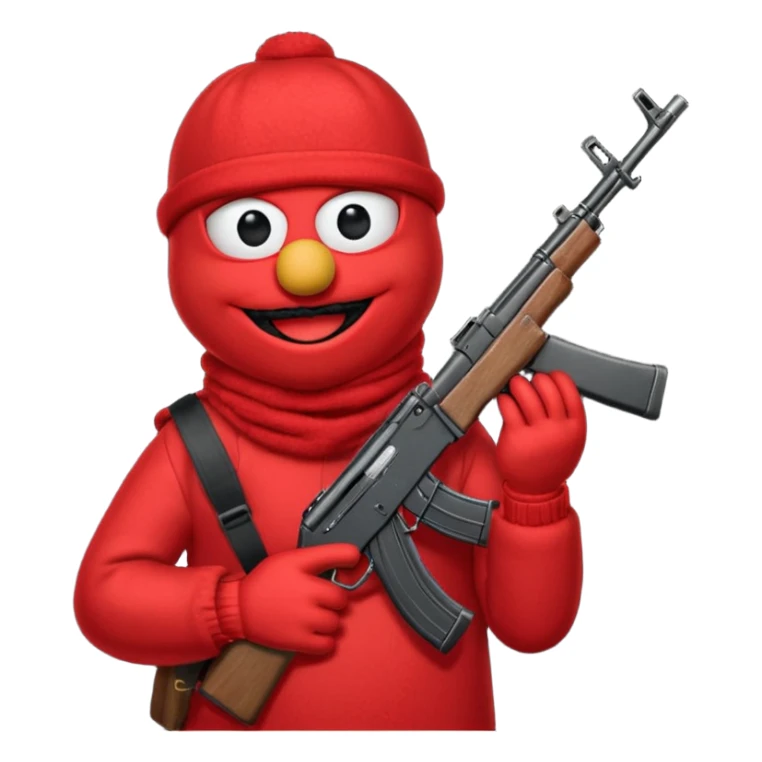 elmo with an AK47 and an black balaclava sticker