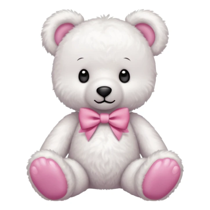 Cute white teddy bear with pink feet and matching pink bow around neck sticker