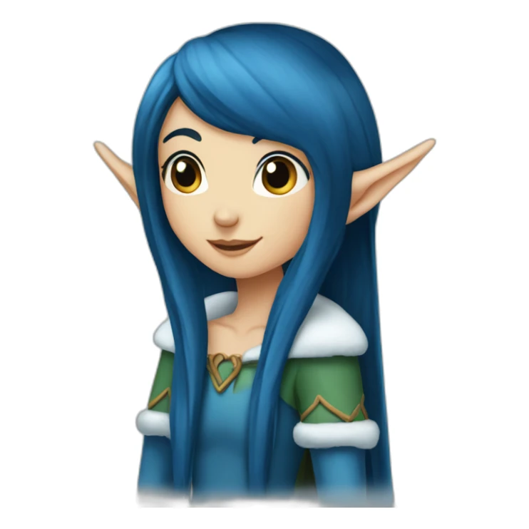 Long-dark-blue-hair-elf-girl-winter sticker