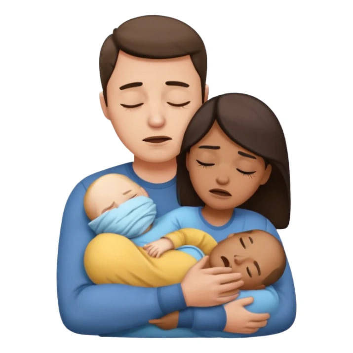 A man holding a sleeping woman in his arms whilst crying  sticker