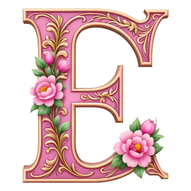 Pink, romantic, flowery, the letter “f” sticker