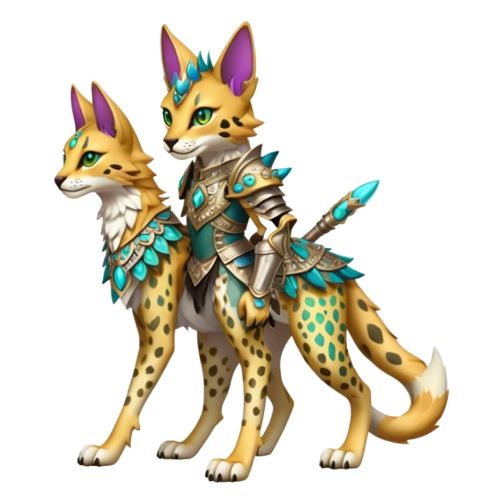 Epic Edgy Colorful ethereal eldritch Sergal-Serval-Fionbri full body sticker