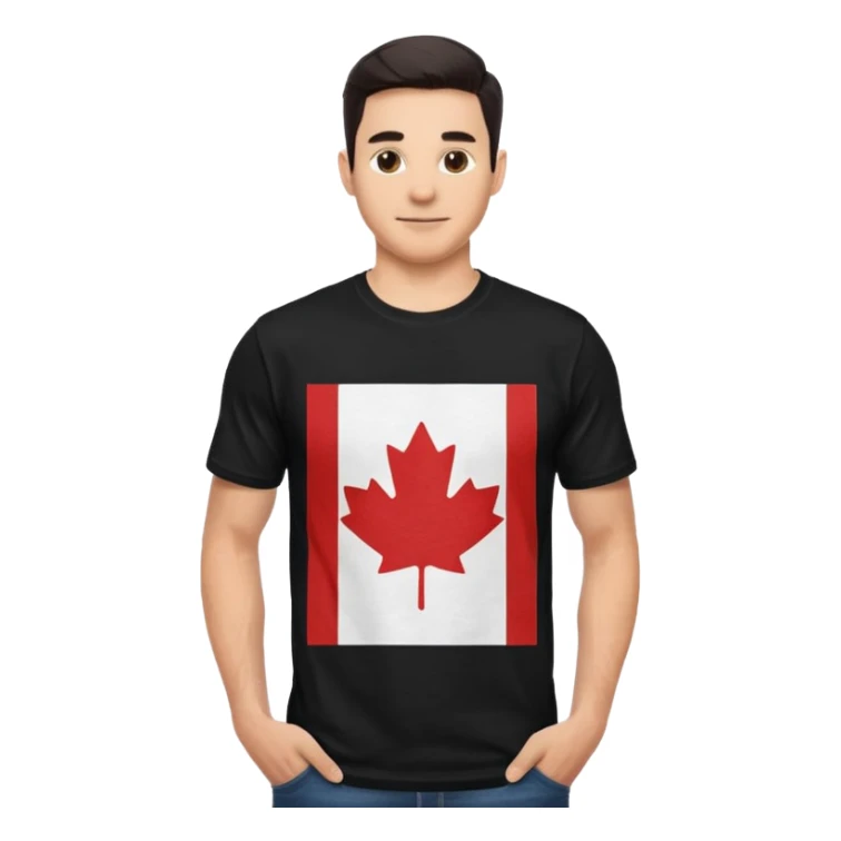 Ultra realistic black tshirt, with Canadian flag graphic design sticker