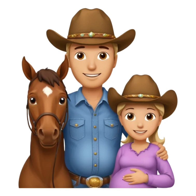 pregnant man  with horse sticker