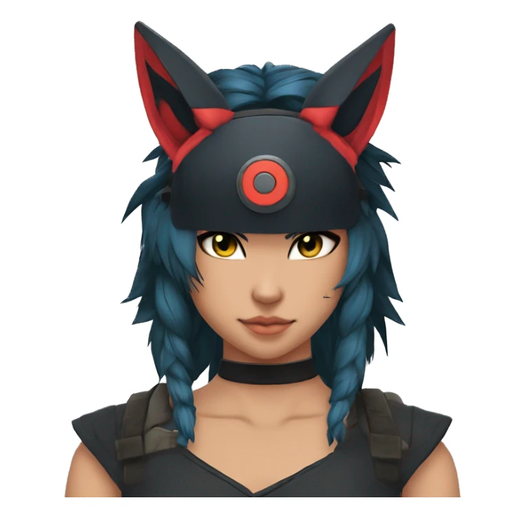 Edgy Cool Anthro Samurai cool pretty dark Litten-Pokémon-cat-fursona-animal techwear Headband sticker