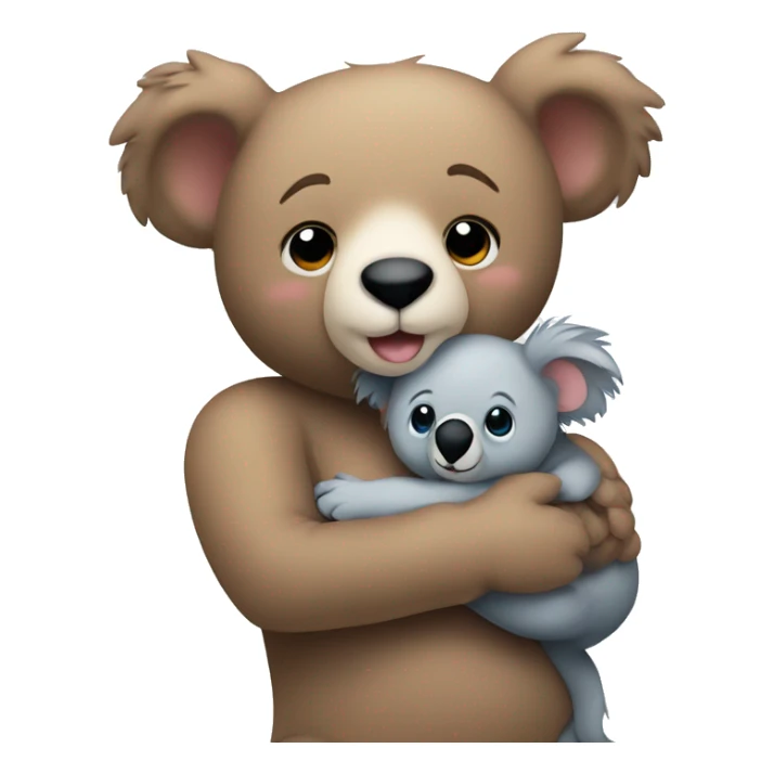 A cute teddy bear holding a cute koala in his arms so tight  sticker