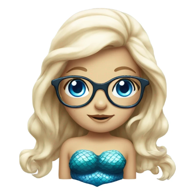 little cute mermaid with blue eyes and spectacles sticker