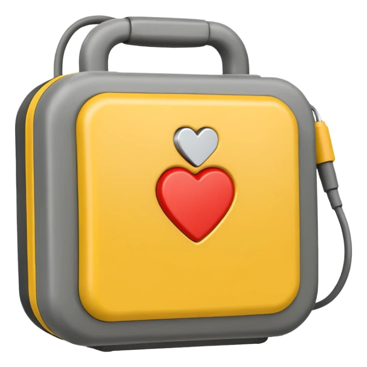 defibrillator, yellow and gray, minimal, apple emoji style, no text sticker