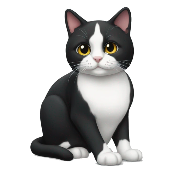 Tuxedo cat with white starting at nose laying down sticker