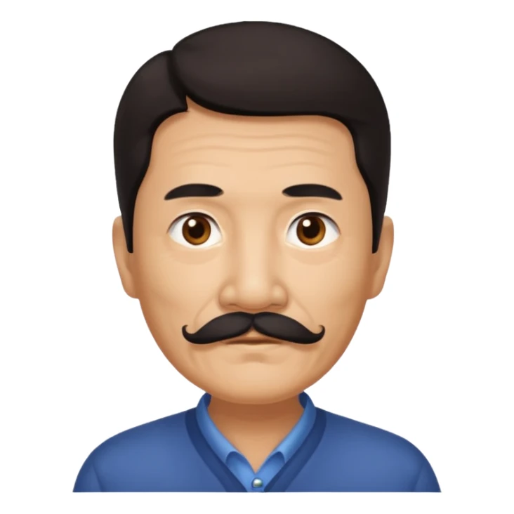 Older Chinese man with dark hair and full mustache sticker