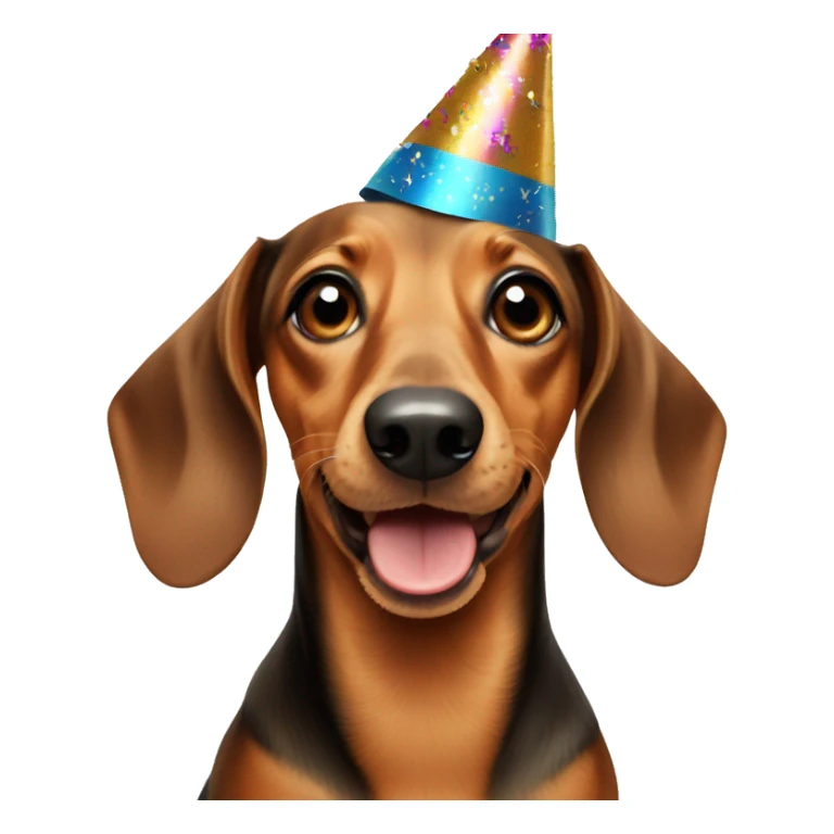 Dachshund wearing New Year's Eve party hat sticker