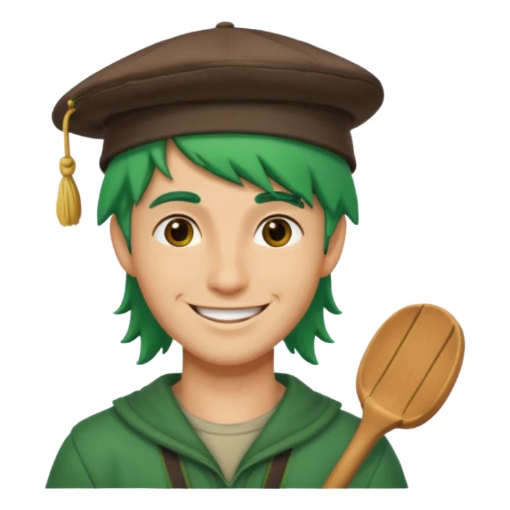 venice gondola guy green hair with hat sticker