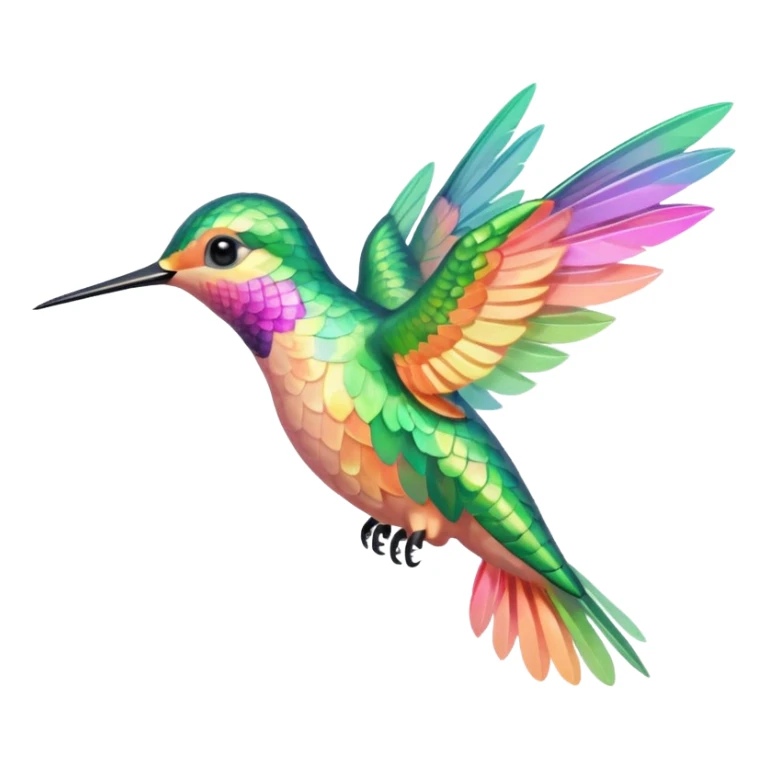 mostly peach pink and yellow-green, mint humming bird sticker