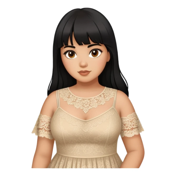 Latina girl with bangs black long hair plus size lace dress sticker