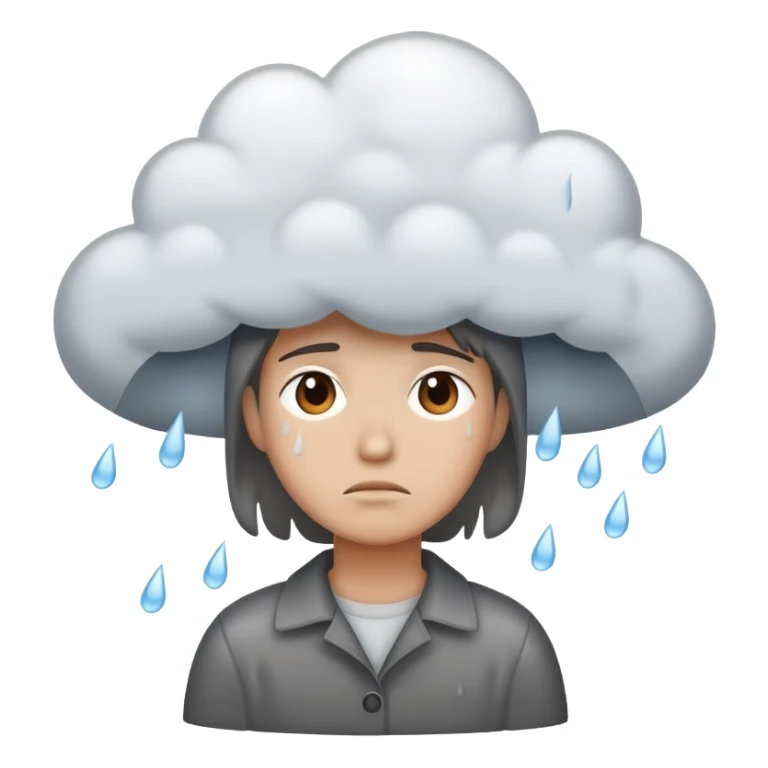 Sad person under cloud of rain  sticker