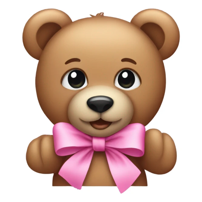 Teddy bear emoji with pink bow on eat sticker