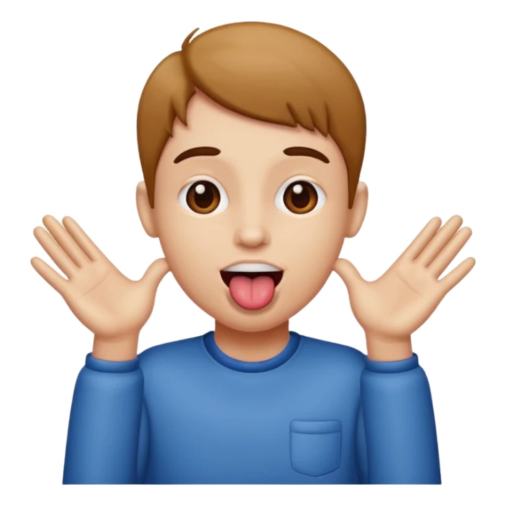 tongue out with hands on the side sticker