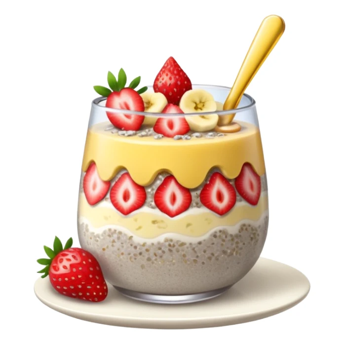 chia seed pudding with strawberry and banana toppings sticker