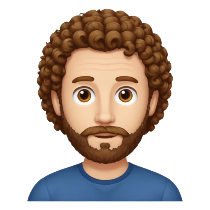 Create a white man with curly brown hair and  Van Dyke lawer sticker