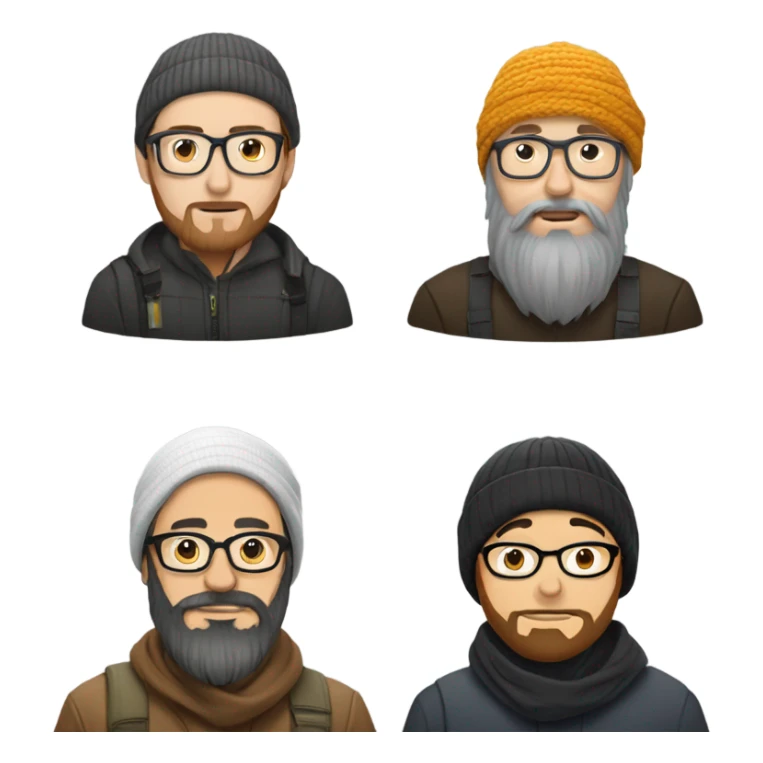 Three editors. One with a turban and beard. One is a white guy with a scraggly small beard. And one East Asian with glasses and beanie.  sticker