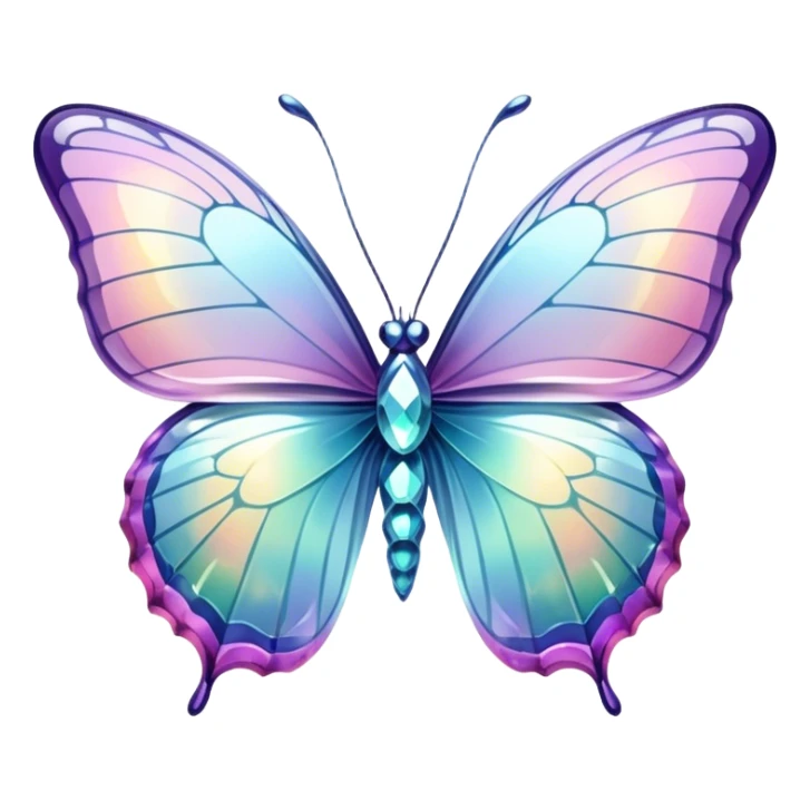 Sparkly glossy Pastel iridescent glass crystal butterfly sticker