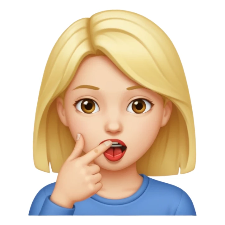 Chica mordiendose el dedo índice doblado sticker