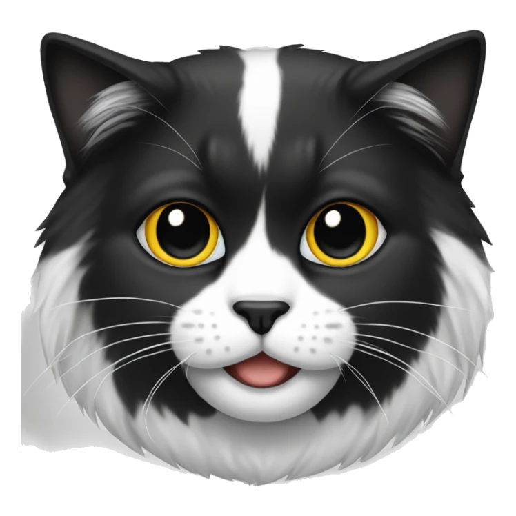 half Black and half white long hair cat with black bottom jaw sticker