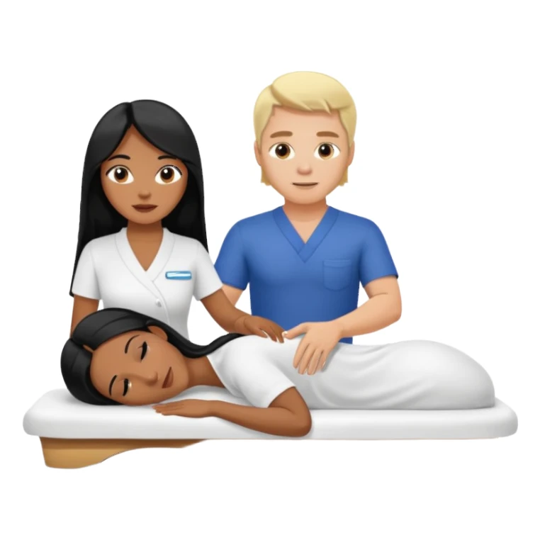 Philippines woman with long hair is getting a massage  from a blond white man sticker