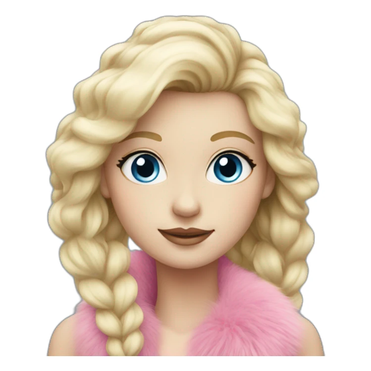 Blonde girl with blue eyes and in pink fur sticker