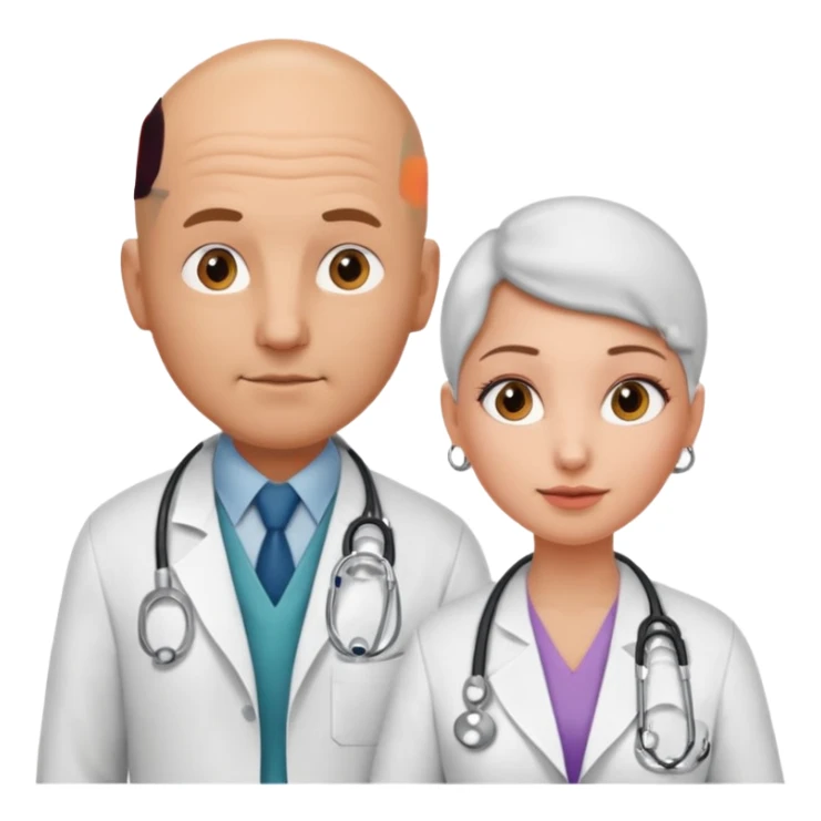 Bald tan doctor man with examine woman sticker