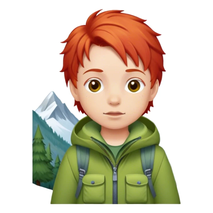 children's mountain clothes whit red hair sticker