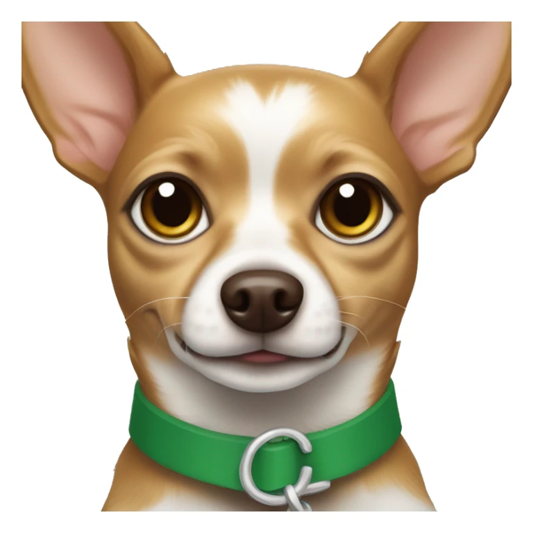 Brown and white chihuahua terrier mix wearing a green collar  sticker