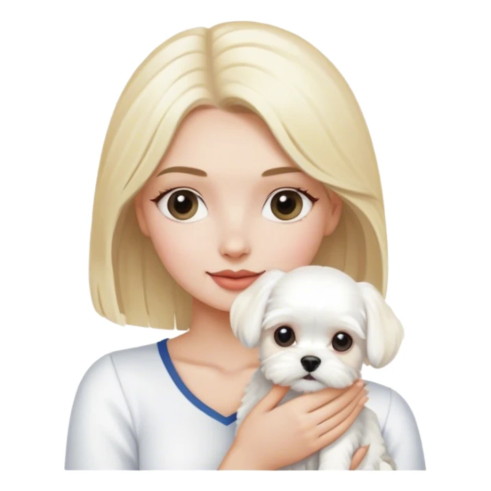 Blonde woman with white maltese sticker