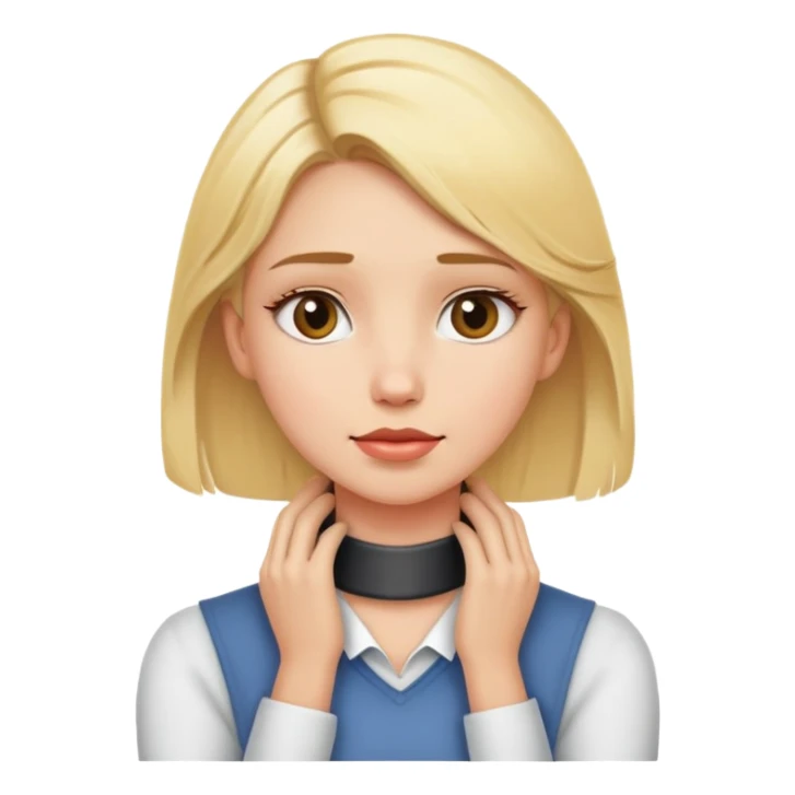 a blonde girl with hands on neck sticker