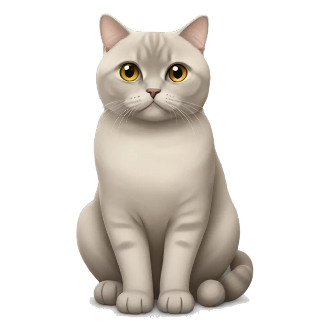 Beige British shorthair sitting with a grey Scottish fold  sticker