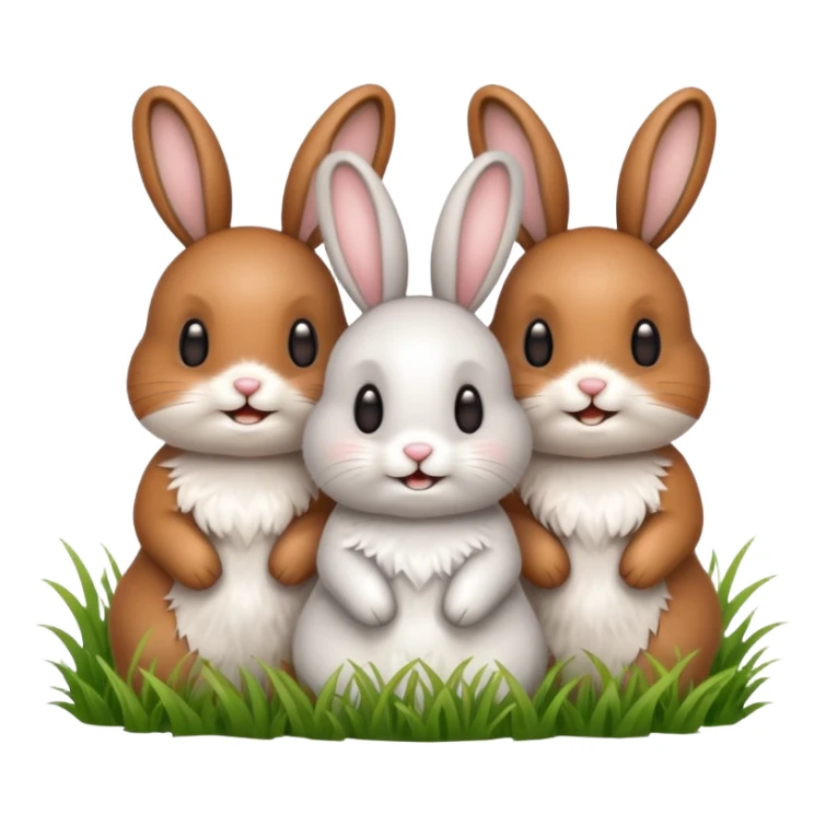 3 Bunny's standing in grass field happy looking foward sticker
