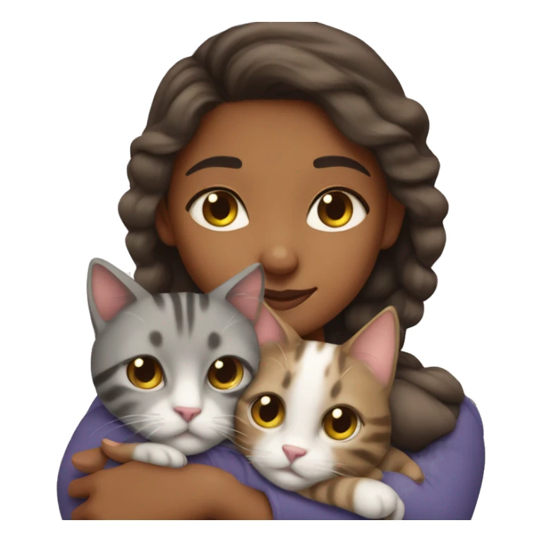 brownskin girl cuddling gray tabby cat sticker