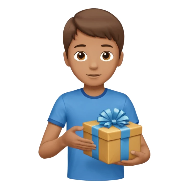 A boy extending hands to receive a oresent. full body. sticker