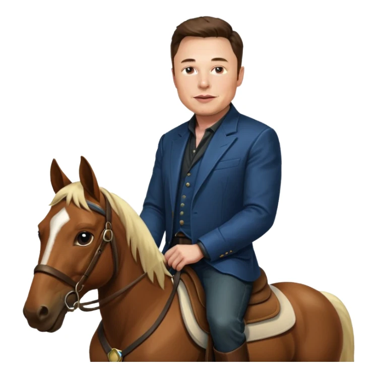 Elon musk riding a horsw sticker